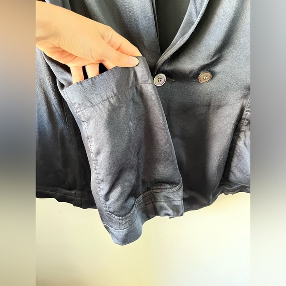 Raquel Allegra Silky Viscose-Rayon Jacket Blazer in Navy Blue Size 3 - Picture 7 of 15
